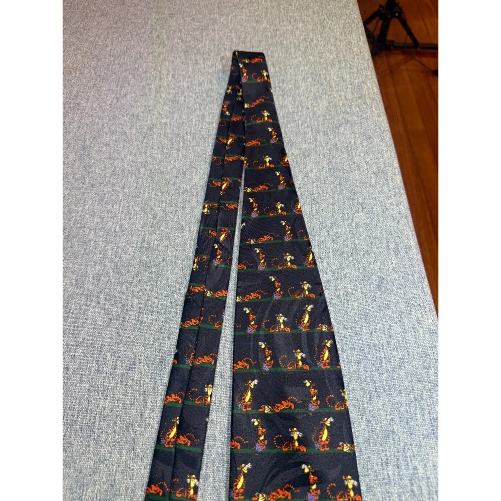 DISNEY Winnie The Pooh Tigger Tie Navy Blue Tonal Design